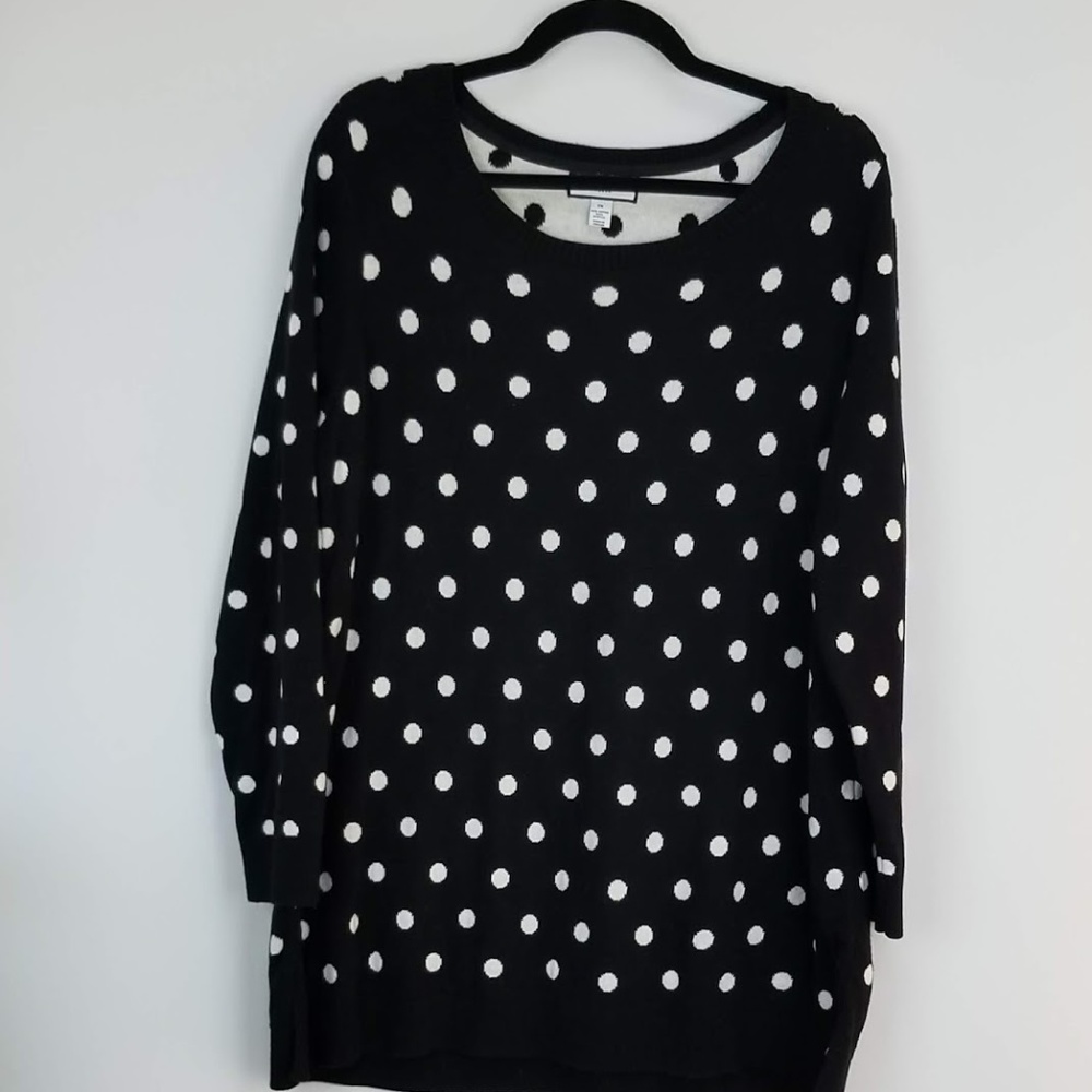 Charter Club Woman Black Polka Dot Sweater 1X